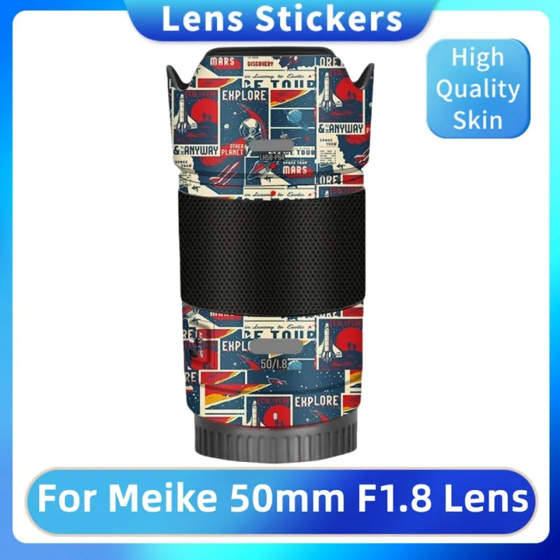 For Meike 50mm F1.8 Decal Skin Vinyl Wrap Film Camera Lens Body Protective Sticker Coat ( E Mount ) FE50F1.8