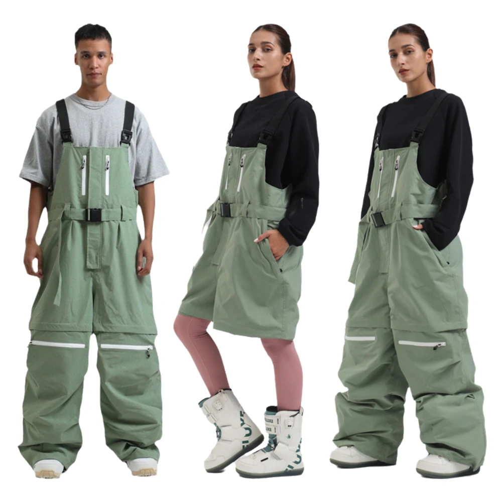

Gsou Snow Outdoor Windproof Waterproof Warm Snow Trousers Hip-hop Couple Strap Winter Skiing Pants Loose Sport Clothes
