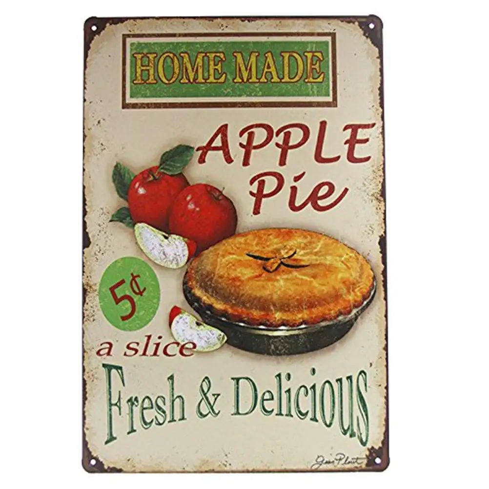 MAIYUAN Vintage Home Decoration Accessories Home Made Apple Pie Art Wall Decor 12” X 8”(20-M0060)