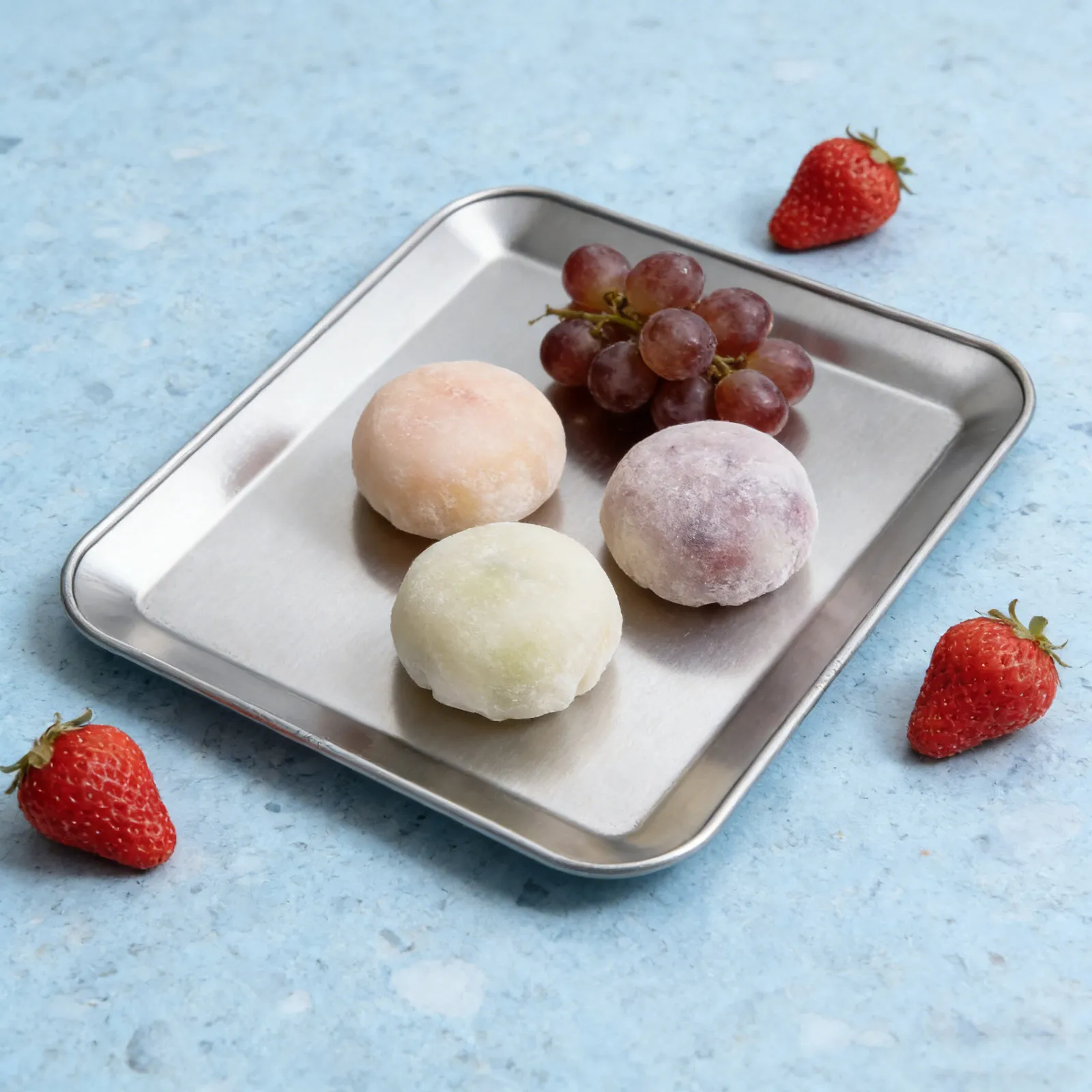 2Pcs Stainless Steel Square Serving Tray 9x9 Inch Silver Food Grade Metal Platter for Steak Dessert Salad Bbq Buffet Party