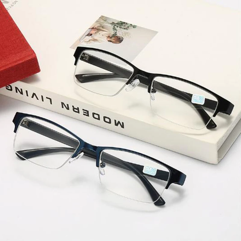 New Half Metal Frame Nearsighted Glasses Unisex Myopia 0 -0.5 -1 -2  -3 -4 -5 -6 Myopia Finished Products Number Degrees Glasses