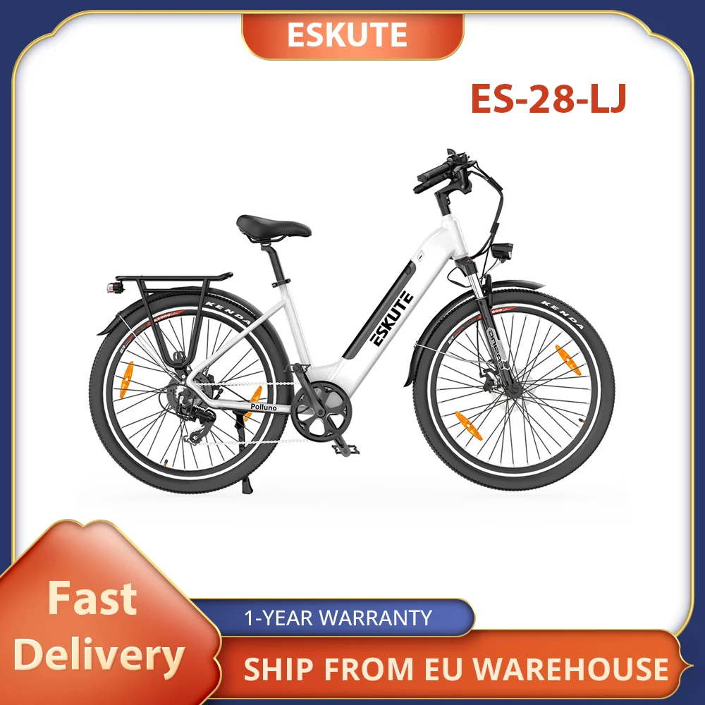 ESKUTE ES-28-LJ Electric Bike, 250W Motor, 36V 20Ah Battery, 28*1.75' Tires Adulty City Ebike, 25km/h Max Speed,Front Fork