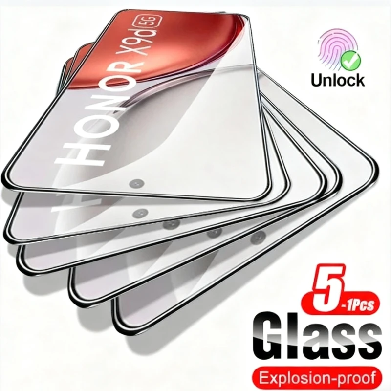 حافظة لهاتف Honor X9d 5G 5-1 قطعة 9H من الزجاج المقسى الكريستالي الشفاف على HonorX9d X 9 D 9d واقي للشاشة HD غطاء Honar Honer X9d X9 D