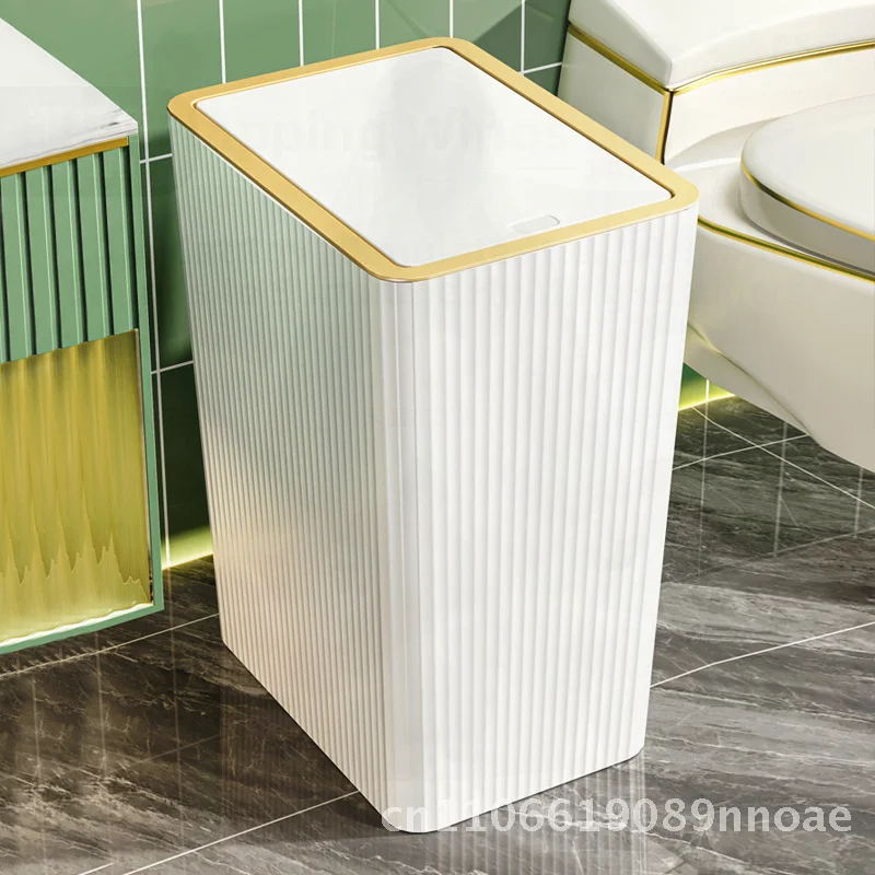 

2023 Новый бытовой мусорный бак для унитаза с крышкой, бесшумное открытие/закрытие, квадратная форма, емкость 12 л +, белый/зеленый/синий цвет для