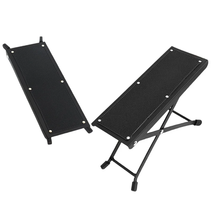Guitar Foot Stool 4 Position Height Adjustable Foldable Guitar Pedal Foot Rest Step Footstool Black for Guitar Pedal Accessories