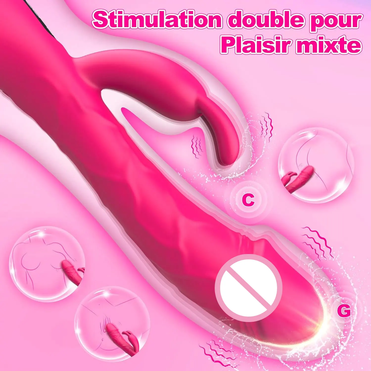 2-in-1 G-Punkt-Kaninchen-Vibrator, LCD-Display, vibrierender Klitorisstimulator, realistischer Dildo-Vibrator, G-Punkt-Sexspielzeug für Erwachsene für Frauen