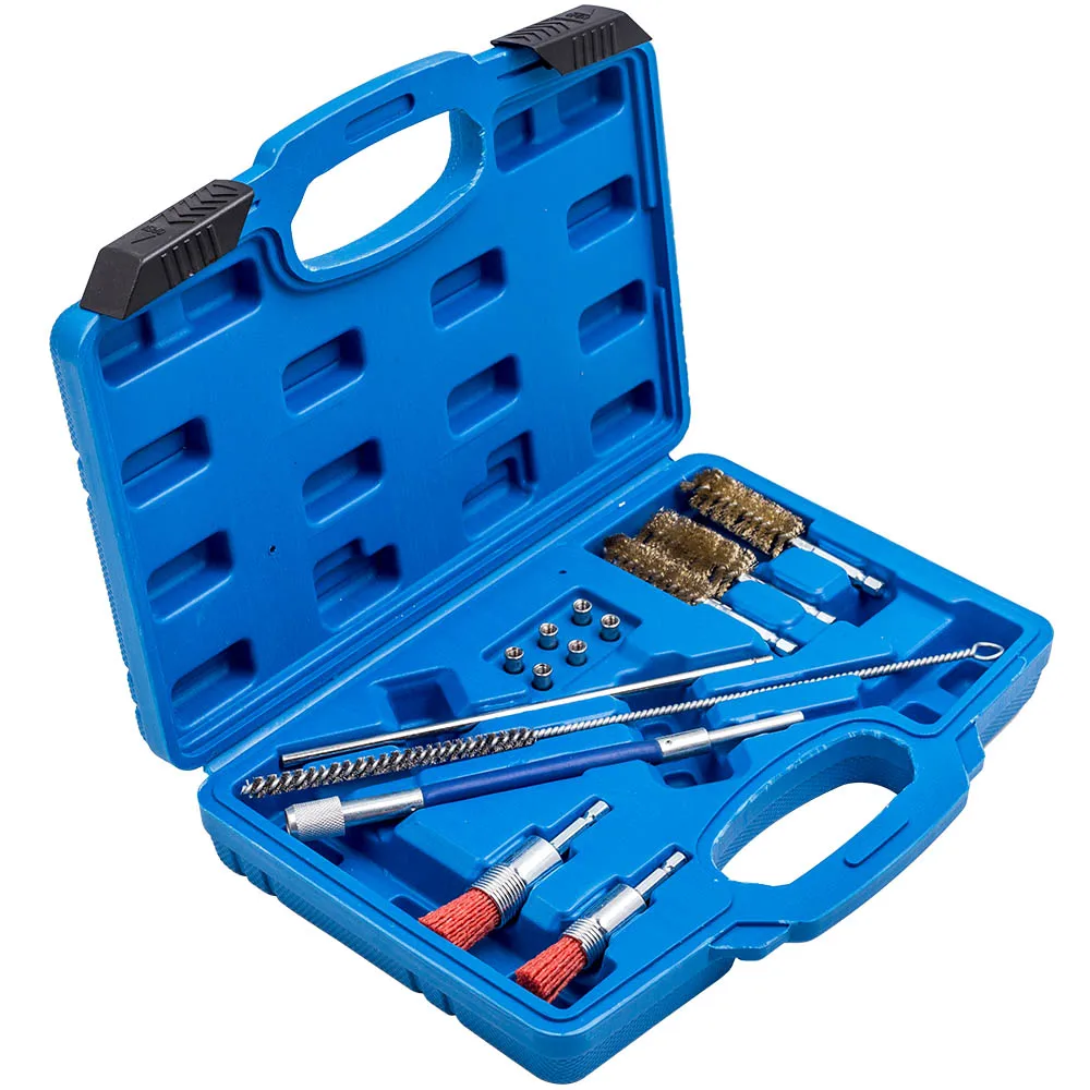 14 Diesel Injector Seats Shaft Chamber Cleaning Cleaner Tool Kit Cleaner Brushes Cleaning Set Brush & Injectors Tools Kit