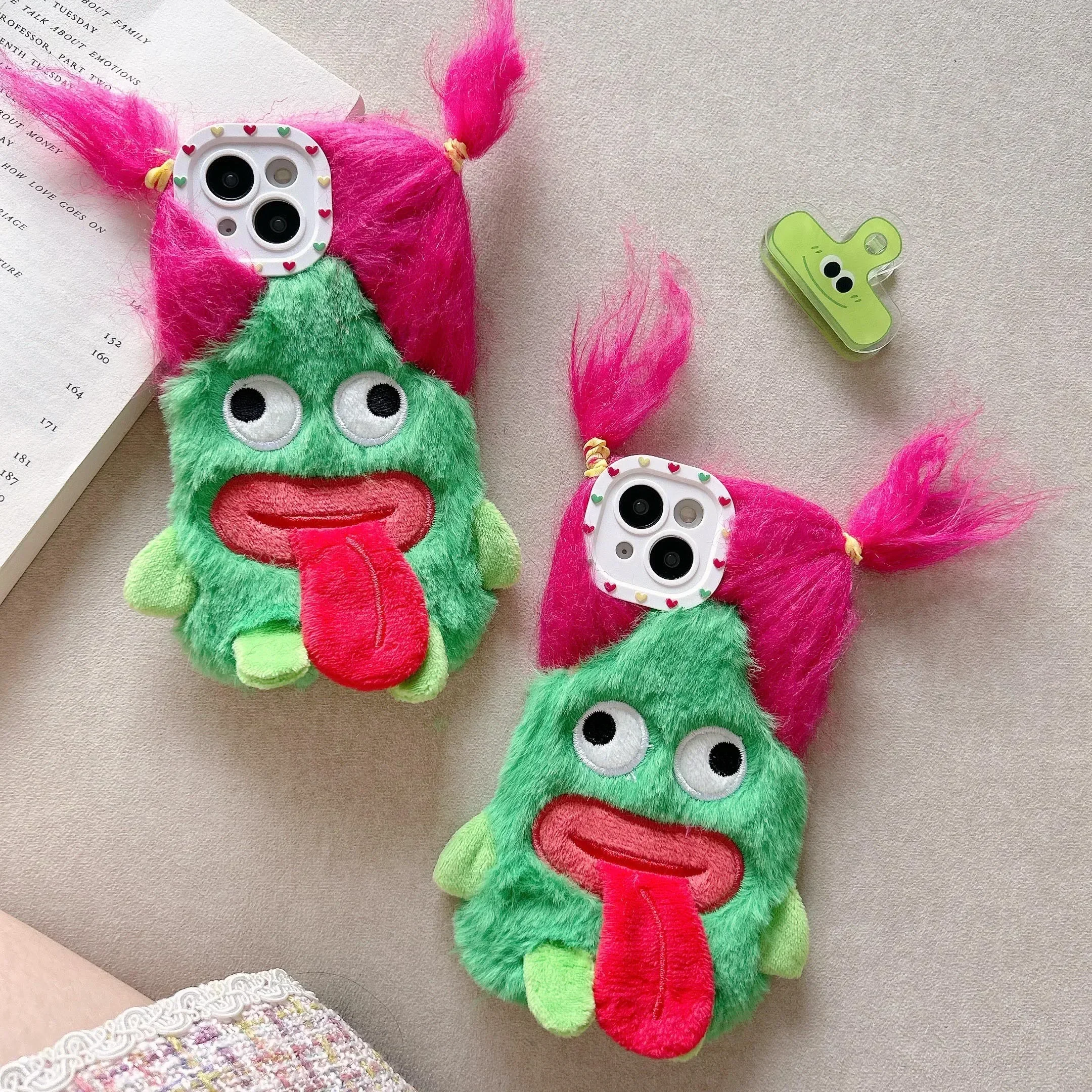 

Funny Ugly Doll with Magnetic Tongue Case for IPhone 15 14 13 12 11 Pro Max Plus Protection Shockproof IPhone15 Cute Cover