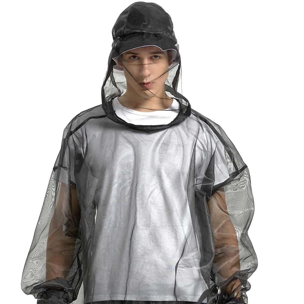 Men Women Mesh Hooded Suits Lightweight Insect Protective Mesh Shirt Pants Anti-Mosquito Bite Clothes for Fishing Camping Hiking