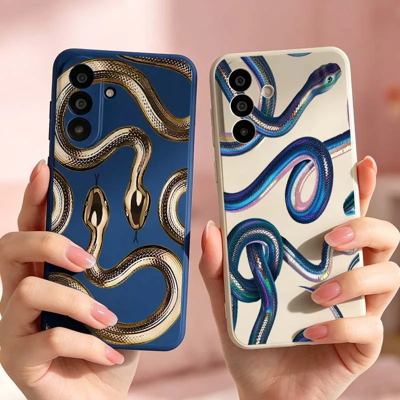 Cartoon Golden Snake Pattern For For Samsung Galaxy A36 A35 A34 A33 A32 A30 A26 A25 A24 A23 A22 A21S A16 A17 Phone case Cover