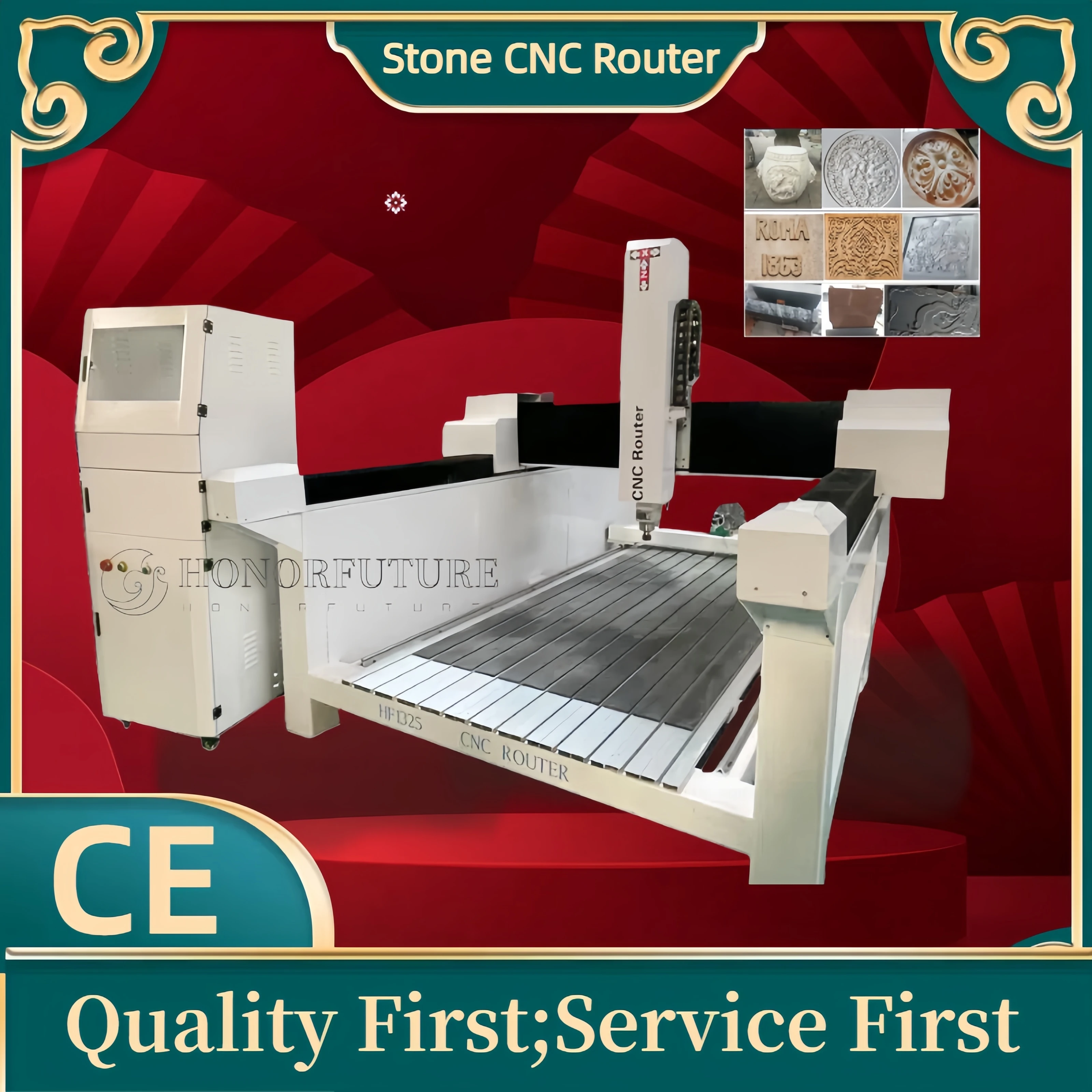 High Quality 1325 Marble Granite Best Price Single Spindle Stone CNC Router Engraving Machine with Servo Motor and Drivers