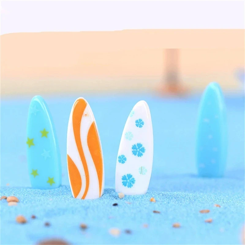 6PCS Mini Surfboard Scale Model Ornaments Dollhouse Miniature Beach Surfboard Simulation Models DIY Resin Crafts