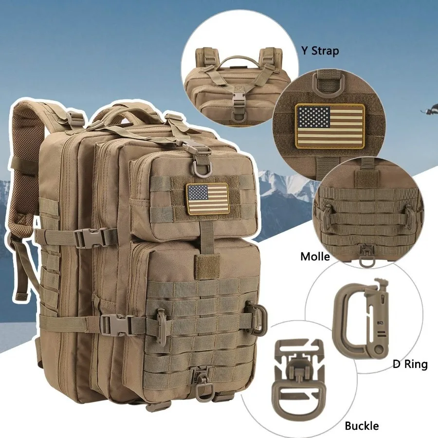 50L/30L Backpack  Military Assault Pack For Men, 3 Day Bug Out Bag Molle DaypackFor Camping Outdoor Sport Rucksack Backpacks