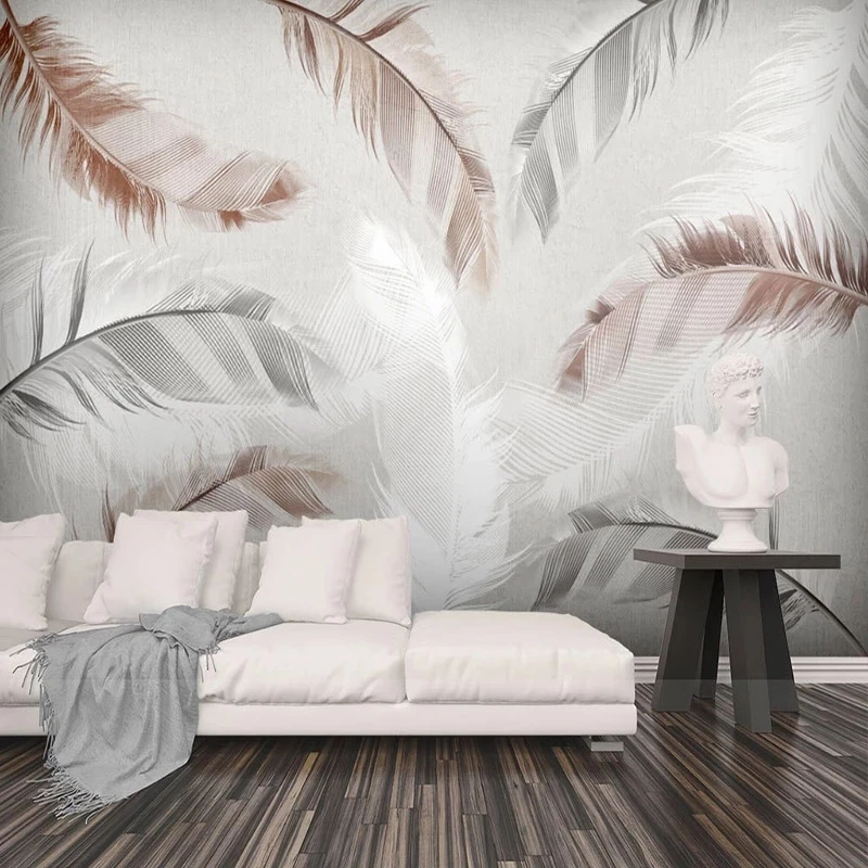 Customized Modern Abstract Feather Wallpaper Nordic Bedroom Mural Living room TV background wall restaurant study Hotel photo 3d