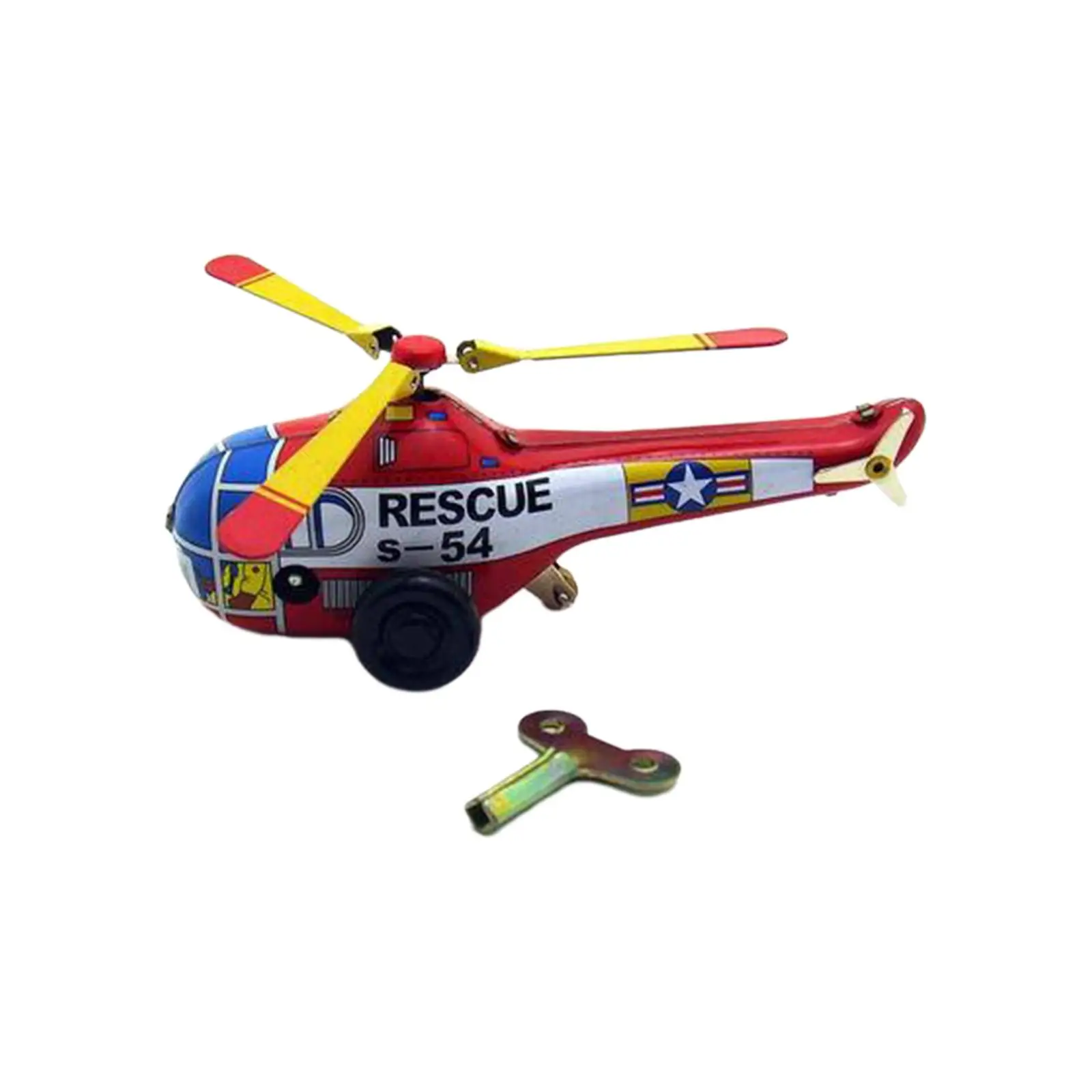 Small Helicopter Tinplate Wind Up Toy Lovely Vintage Crafted Collectibles for Child Ornaments Birthday Gift Adults Party Toy