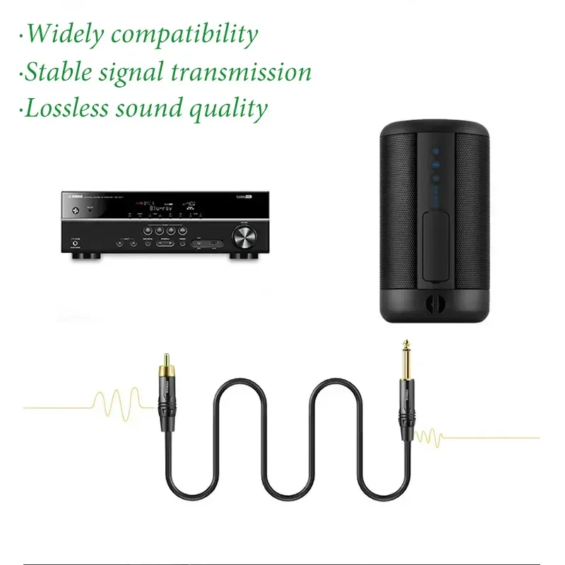 RCA To 6.35mm Cable 2 1/4inch TS To 2 RCA Male To Male Stereo Audio Adapter Cable for Microphone Mixer Sound Card Amplifier