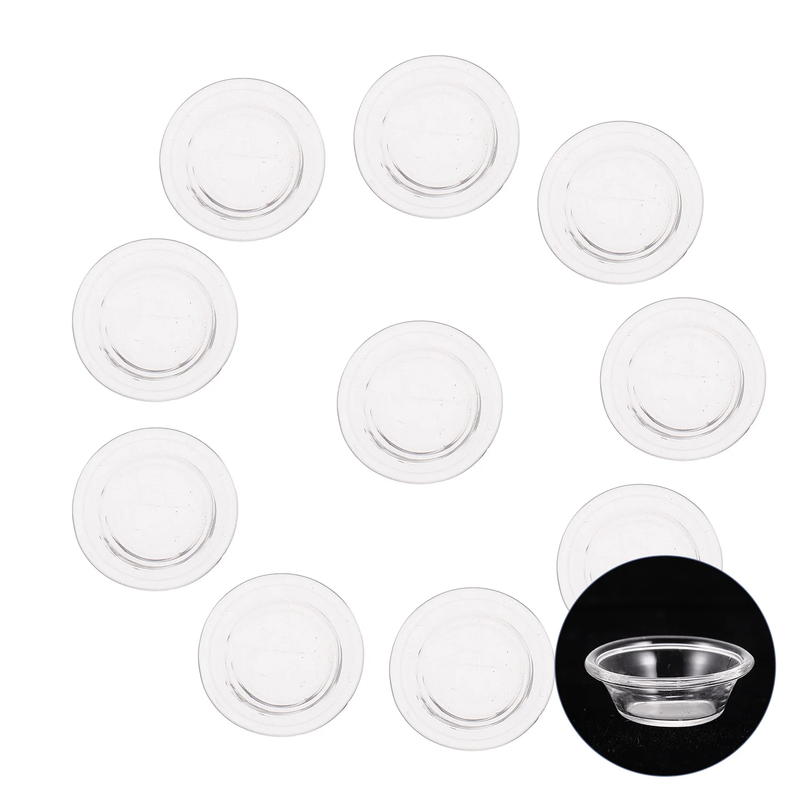 

10Pcs Mini Kitchen Sauce Bowls Glass Exquisite Mini Soy Sauce Plate Decorative Kitchen Props Pretend Kids Fun