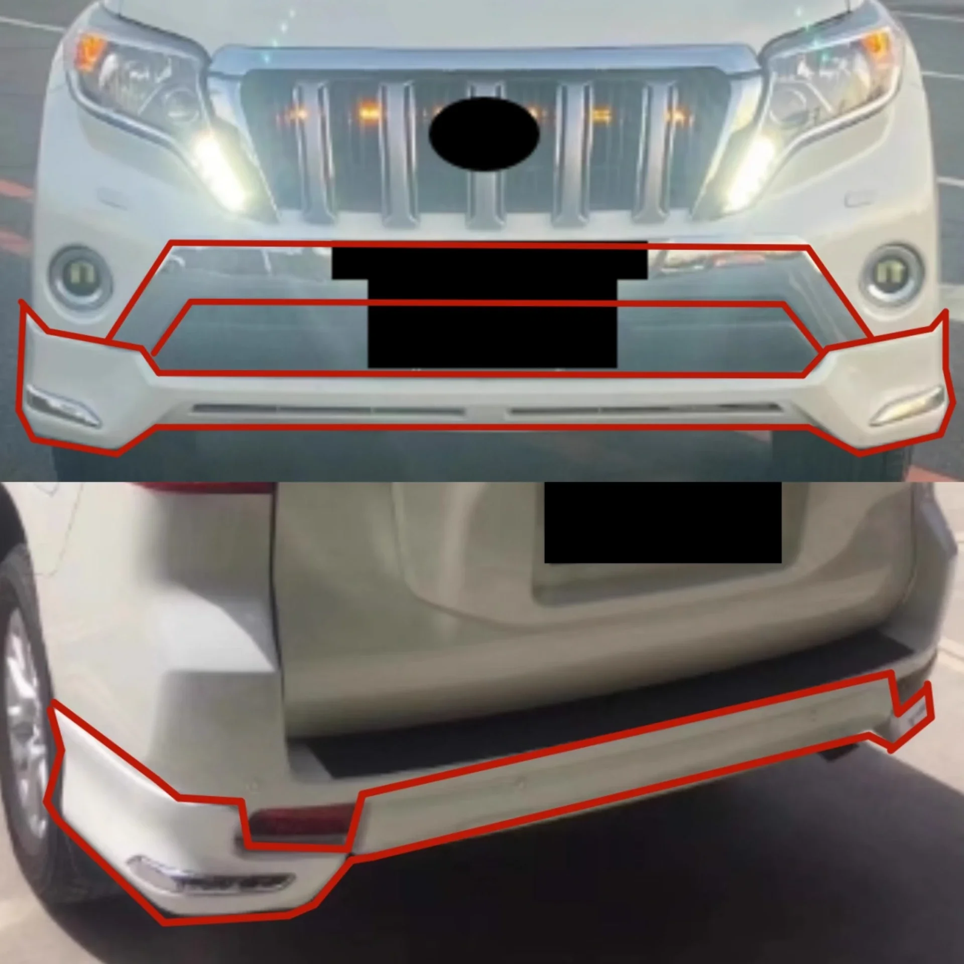 

Body Kit Front Lip with Lamp Rear Shovel for Toyota Prado 2017-2017 Modified Spoiler Car Accessories