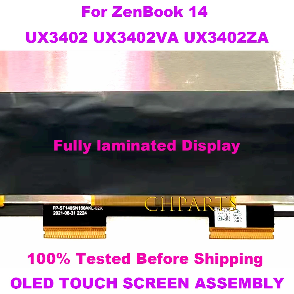 14 Inch 2.8k OLED 90HZ ATNA40YK04 ATNA40YK07 For Asus Zenbook 14 UM3402 UX3402 Replacement OLED Touch Screen Assembly Non-touch