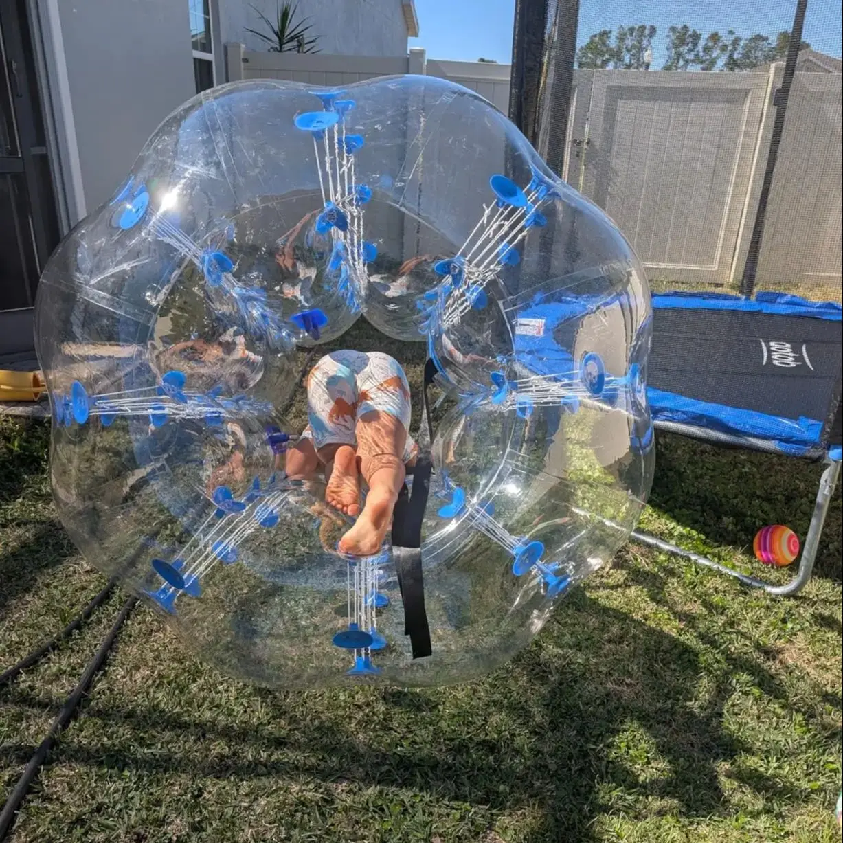 ลูกบอลกันกระแทกเป่าลม HIBADOU ขนาด 1.2 เมตร (4 ฟุต) ลูกบอลฟุตบอลแบบฟองอากาศ วัสดุ TPU ลูกบอลซอร์บ ลูกบอลแฮมสเตอร์สำหรับเด็ก