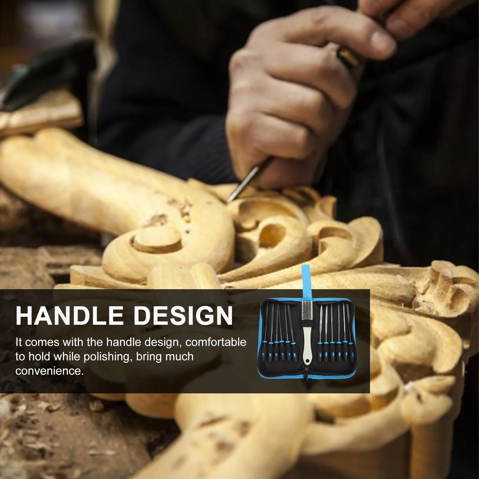 Steel File Set for Wood Carving – Polishing, Deburring, Shaping Tools with Ergonomic Handles