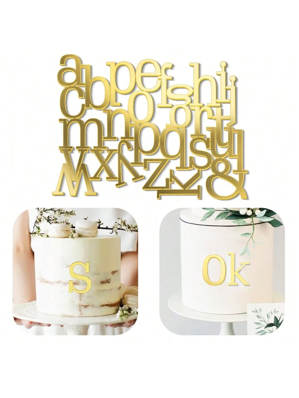 1set Goldene Spiegel Acryl A-Z Englisch Buchstaben Alphabet Kuchen Dekorieren für Geburtstag Party Hochzeit DIY Dekoration Kuchen Topper ﻿ – Detail 5