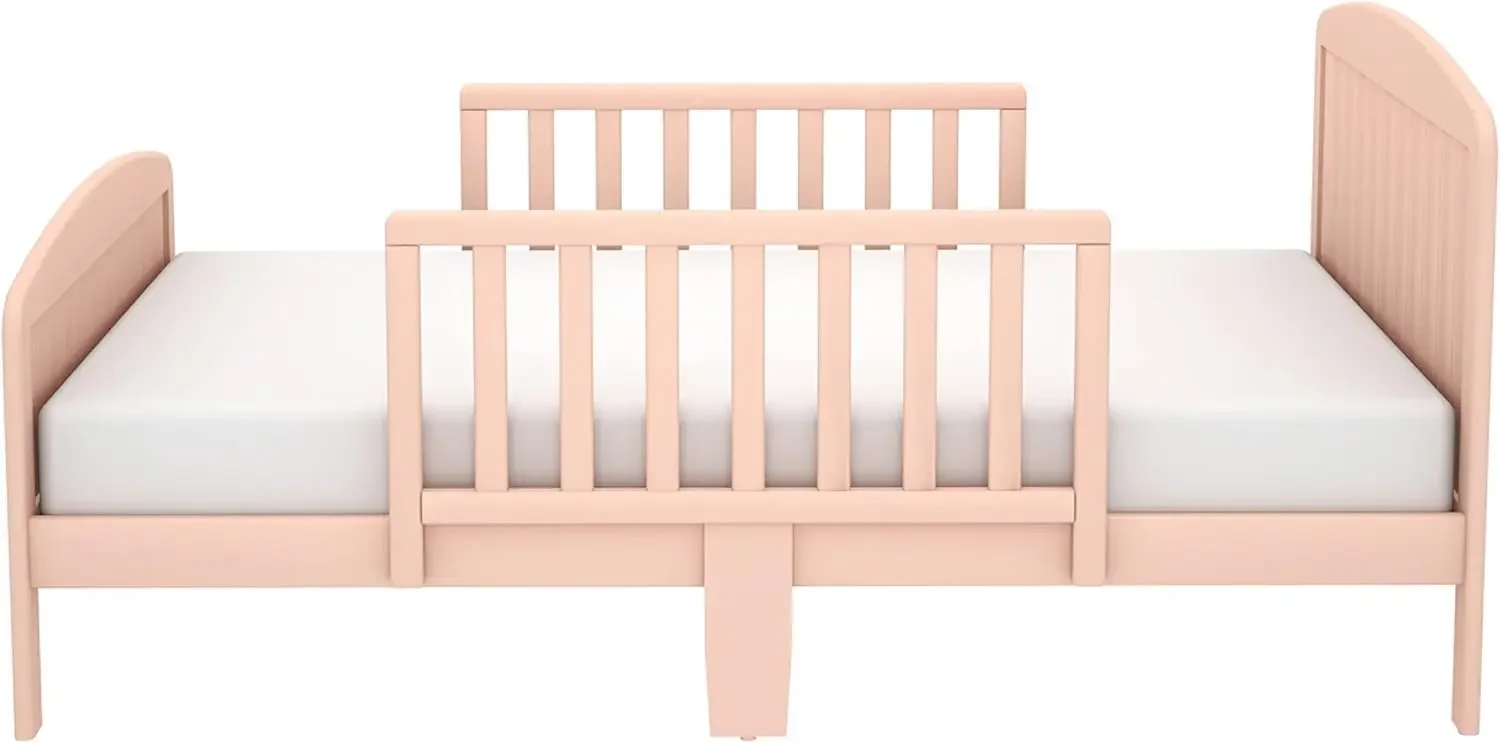 Toddler Bed, Solid Wood Modern Design Transitional Bed for Kids with Rails for Children's Bedroom with 2 Safety Guard