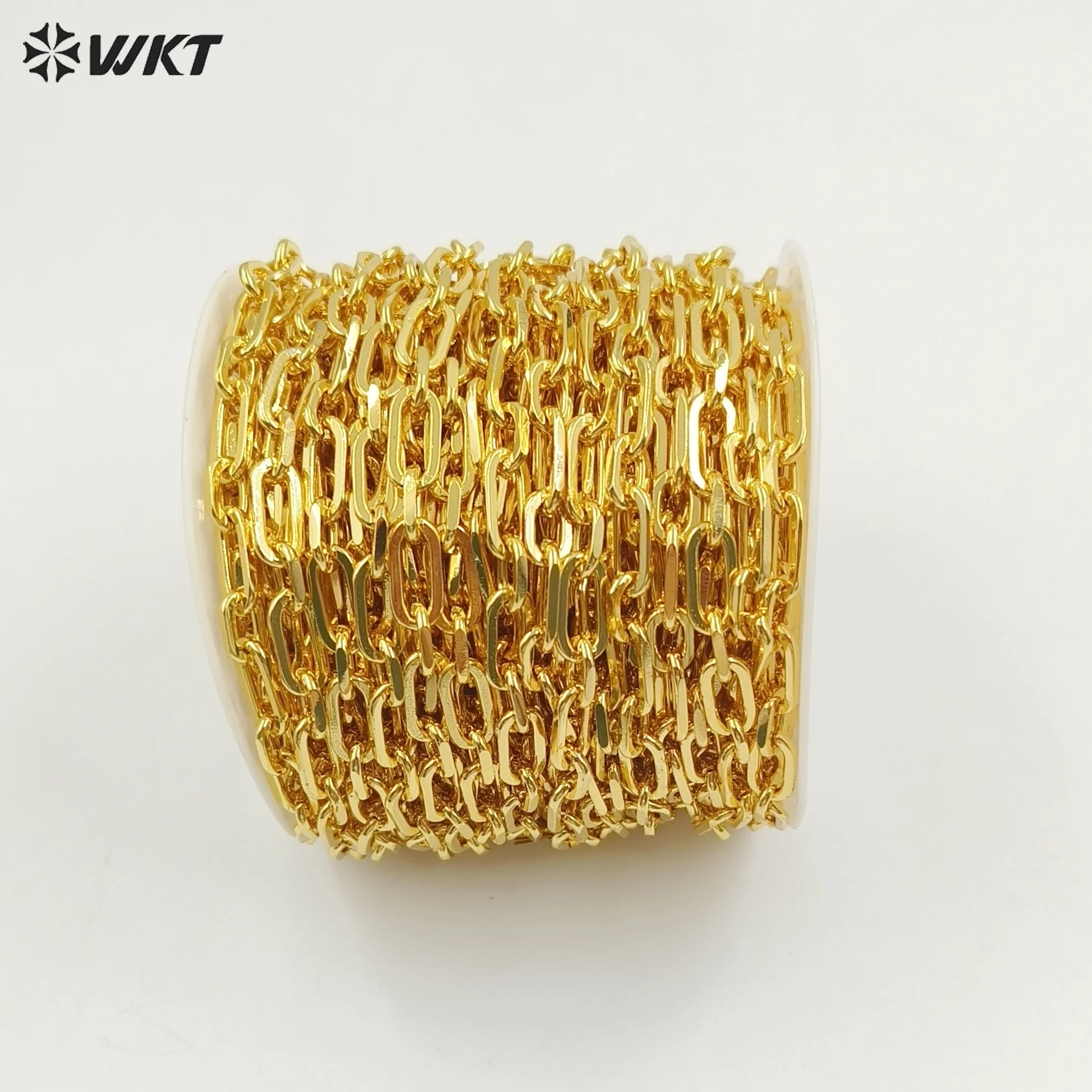 WT-BC233 18K gold Plated paper clip chain fashion Big Square Cross chain jewelry Findings For DIY Making