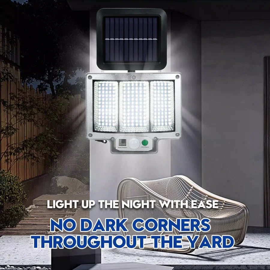 192LED Solar Street Lights Outdoor Wireless Solar Security Wall Lamp Motion Sensor Waterproof Emergency Street Garden Porch Lamp