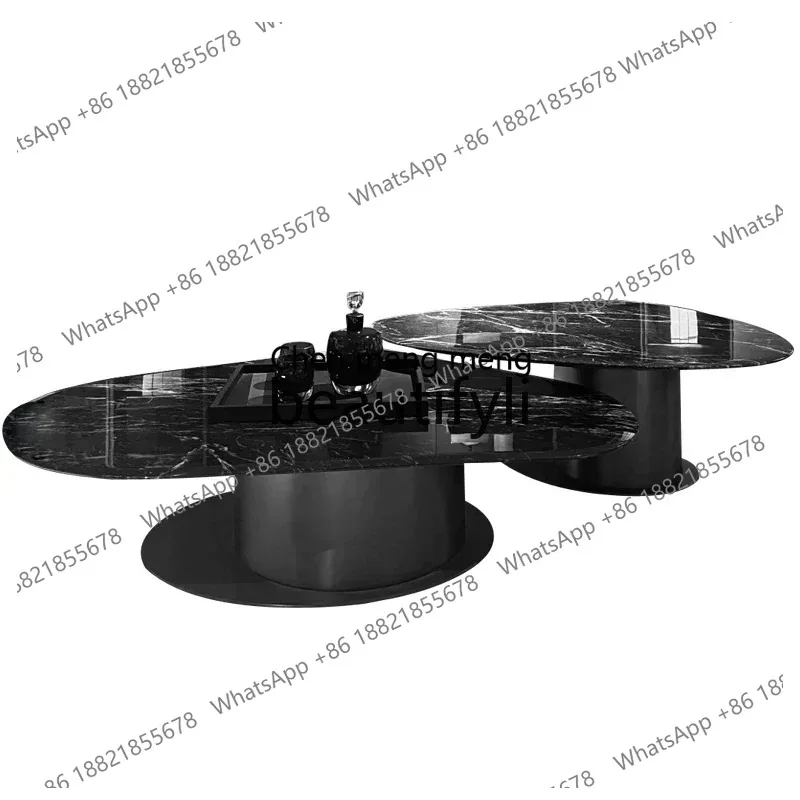 ss26 S26 Big flower green luxury stone minimalist coffee table light luxury living room natural special-shaped marble coffee tab