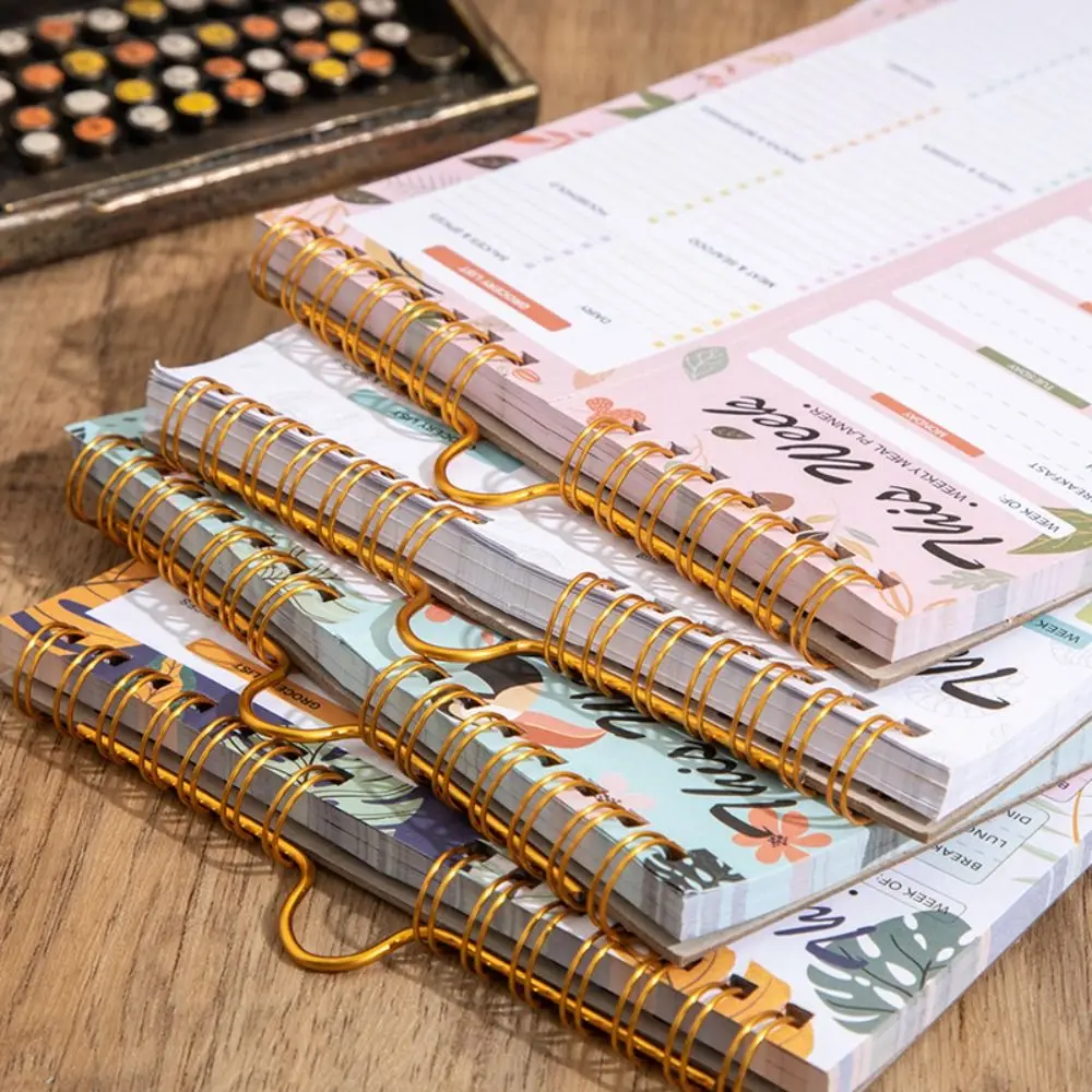 52 Sheets Meal Planning Pad Reusable Spiral Bound Weekly Meal Planner Tear-Off Design Wall-Mounted Schedule Management Book