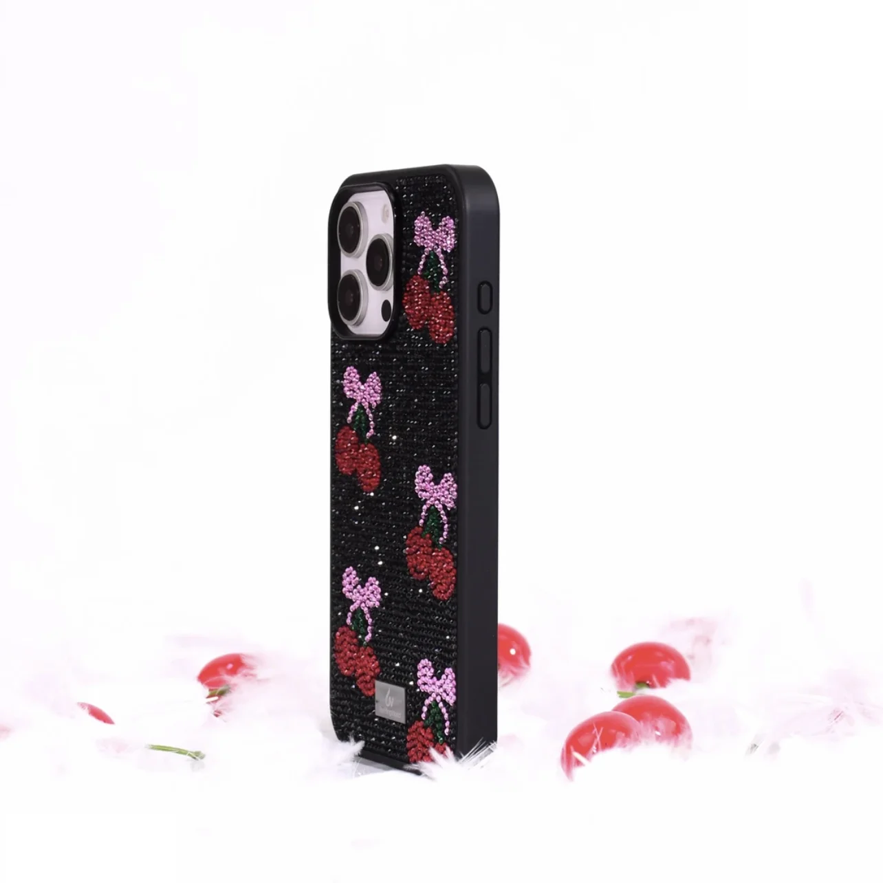 آيفون 17 16 برو ماكس جراب هاتف بريق الكرز حجر الراين لابل 15 14 زائد 13 قسط السيدات الإبداعية غطاء مقاوم للصدمات #4