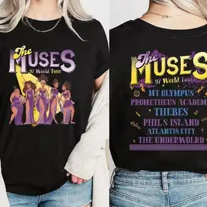 Frauen Retro Anime Cartoon T-Shirt Sommer Hercules The Muses 97 World Tour Komfort Farbe Shirt Straße Oversize Baumwolle Sport Jersey