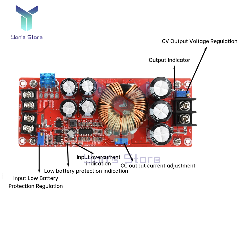 1200W 20A DC-DC Converter Boost Step-up Power Supply Module IN 8-60V OUT 12-80V 150KHz
