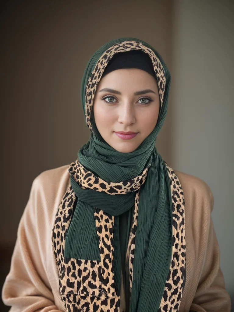 2024 New Fashion Pleated Scarf Leopard Print Hijab Islamic Solid Headscarf Crinkle Hijab Foulard Femme Musulman Wrap