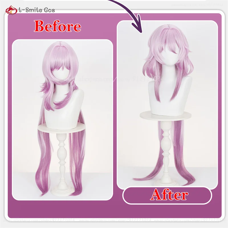 Evernight Cosplay Wig 110cm Pink Purple Gradient Wigs For Women March 7th Cosplay Anime Wig Heat Resistant Synthetic Hair