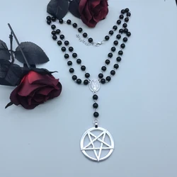 Pentagram Goat Inverted Cross Choker - Baphomet Occult Gothic Sigil of Satanic Jewelry Devil Necklace Gift, Halloween