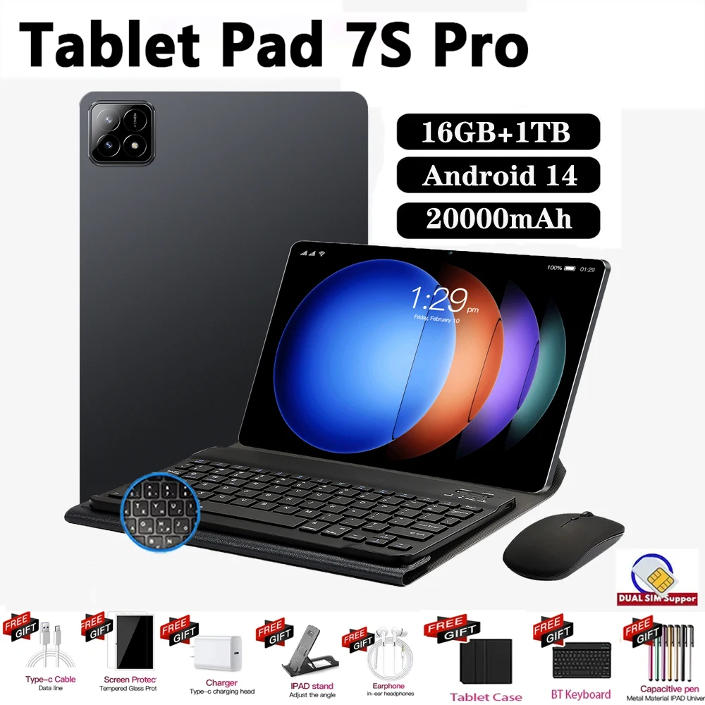 Global Version Xioami Pad 7S Pro Tablet PC Android 14 16GB+1TB 2TB 20000mAh GPS 5G Dual SIM Card Bluetooth WiFi HD Tablets 2025