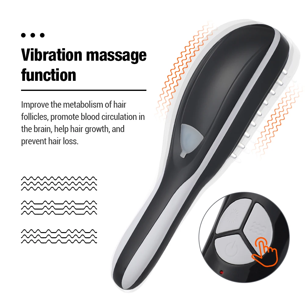 Electric Massage Comb Blue Red Light Therapy Scalp Vibration Massage Comb Anti Hair Loss Negative Ion Spray Hair Growth Massager