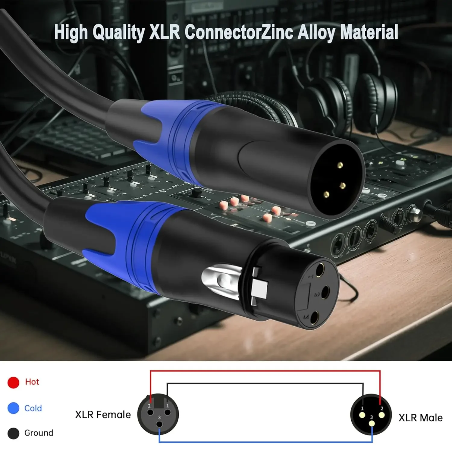 XLR Male to XLR Female Audio Cable 4-Pack Mic Balanced Microphone Lead XLR 3Pin Speaker AMP Extension Cable for Mixer Stage DMX