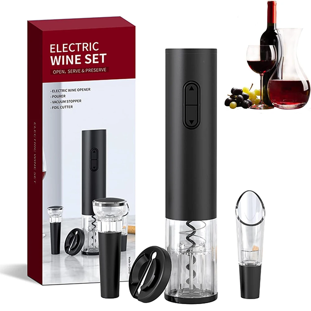 Electric Wine Opener Automatic Red Wine Openers Reusable Corkscrews Foil Cutter For Wine Bottles Kitchen Accessories