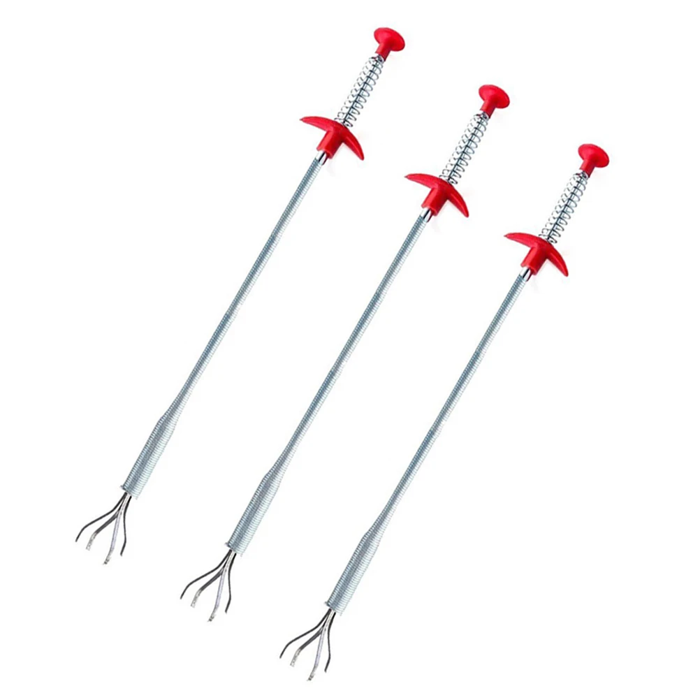 

3pcs 60Cm Drain Cleaning Extractor Spring Pipe Dredging Tool Bathroom Sink Tub Clog Remover Flexible Pp Iron Wire