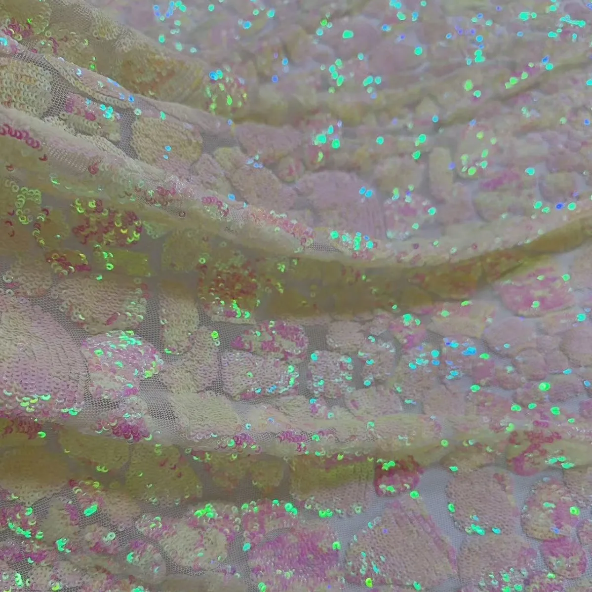 Tissu brodé de fleurs et de paillettes en maille élastique, 5 Yards, pour robe de mariée