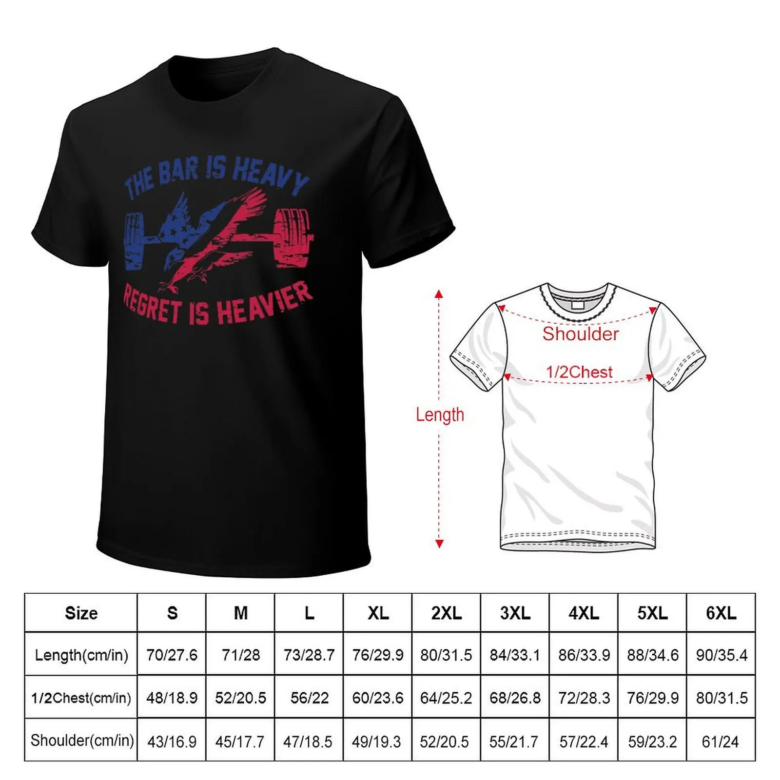 The Bar Is Heavy Regret Is Heavier - RWB T-Shirt Basic Solid Color Short Sleeve T-Shirt