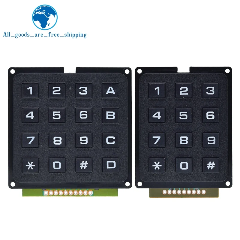 TZT 3*4 4*4 Matrix Switch Keyboard Keypad Array Module ABS Plastic Keys 4x4 3x4 12 16 Key Button Membrane Switch DIY Kit