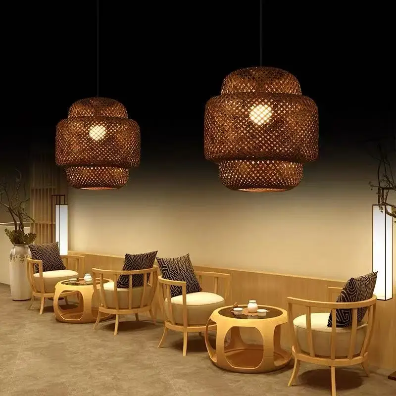 

Винтажные подвесные светильники из ротанга и бамбука в стиле кантри, креативные лампы для гостиной, декоративные люстры для дома