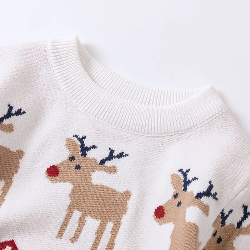 Fashion Christmas Sweatshirts Winter Boy Girl Print Knit Sweater Pullover Cotton Clothes Autumn Kids Clothing Knitwear 2-6 Years