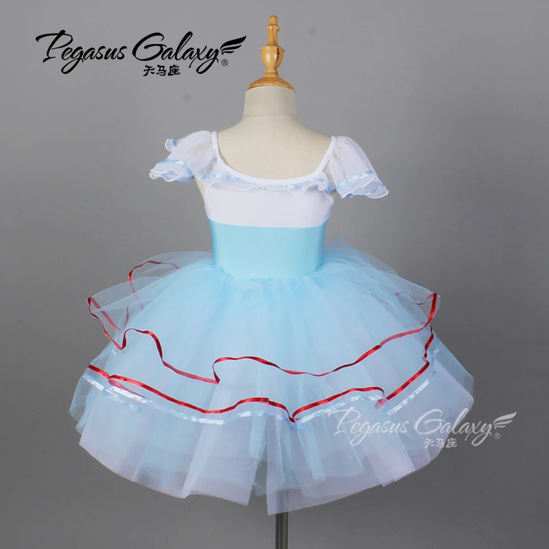 فستان رقص الباليه توتو فستان فتاة كعكة الشاش الأزرق فستان الأطفال الكبار مرحلة الأداء زي النساء الفتيات يظهر ملابس الرقص