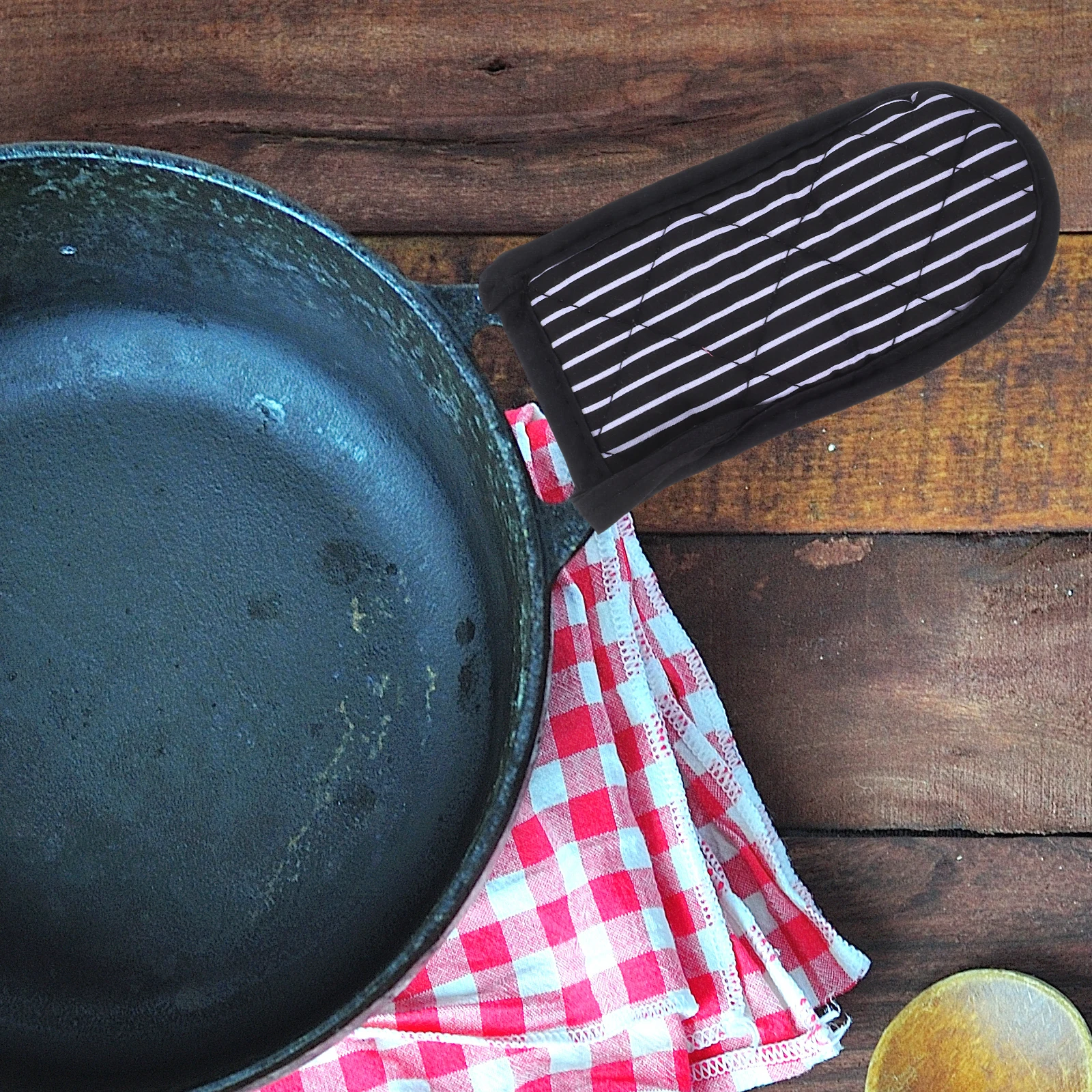 

2pcs Washable Cotton Skillet Covers Heat Resistant Pan Handle Protectors Non-Slip Pot Handle Sleeves Anti-Scald Cookware