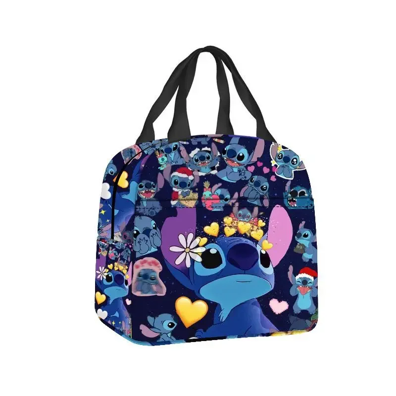 Disney Lilo & Stitch Cartoon Male and Female Students Portable Meal Bag Outdoor Camping Large Capacity Waterproof Storage Bag